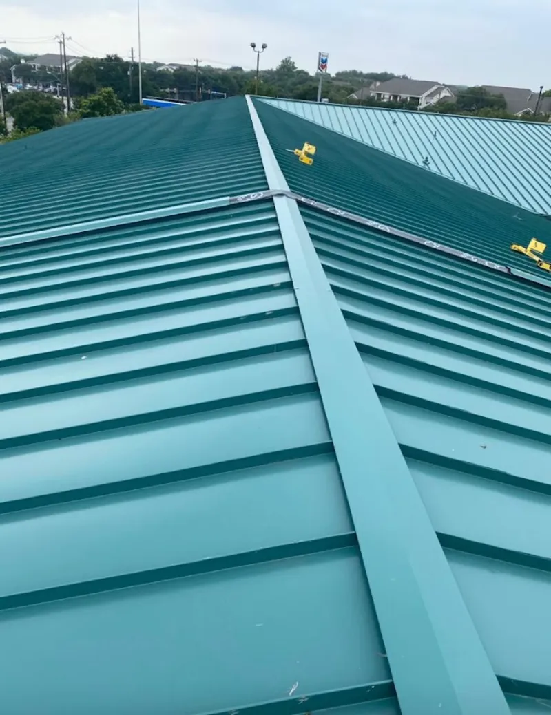 Green commercial metal roof ridge and valley for Metal Roof Repair in Slippery Rock